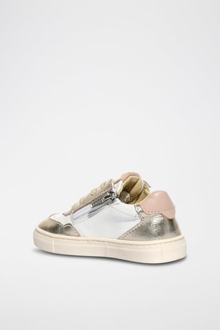Zapatillas de piel Baby Miami - Blanco y dorado