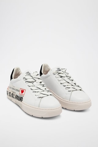 Zapatillas de piel con plataforma - Blanco