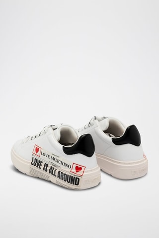 Zapatillas de piel con plataforma - Blanco