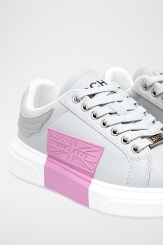 Zapatillas de piel - Gris claro y blanco