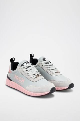 Zapatillas de nobuk - Gris claro y rosa