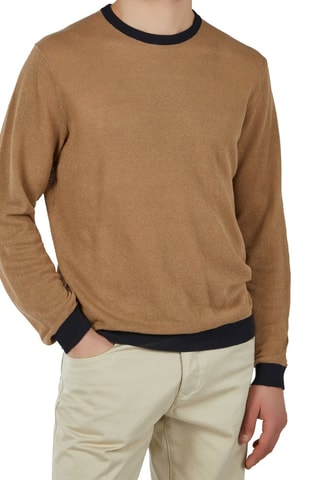 Jersey slim fit de lino - Marrón claro - Zanone