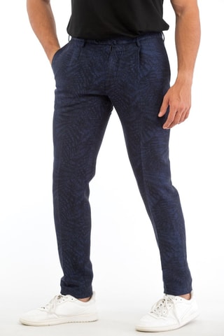 Pantalón slim fit de lino - Azul marino - Incotex
