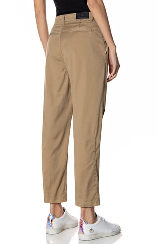 Pantalón tapered de tiro alto - Beige