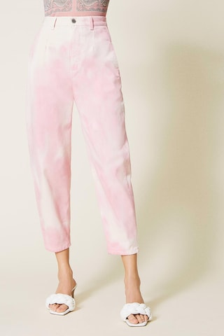 Pantalón recto de tiro alto - Rosa