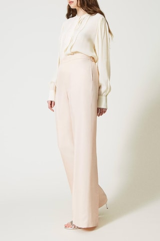 Pantalón wide leg de tiro alto - Rosa pastel