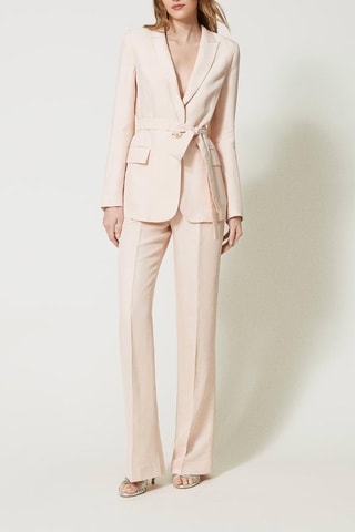 Pantalón wide leg de tiro alto - Rosa pastel