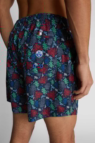 Bañador corto - Azul marino y rojo