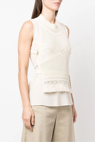 Top efecto doble prenda - Marfil