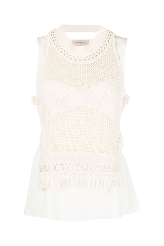 Top efecto doble prenda - Marfil