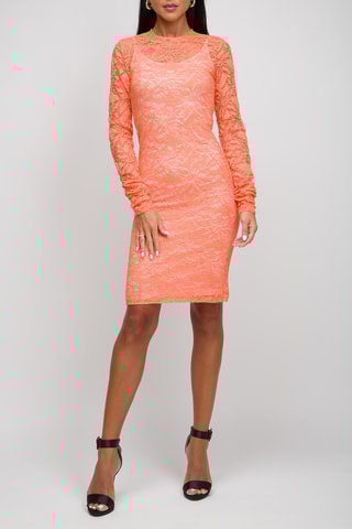 Vestido de tubo de encaje - Coral