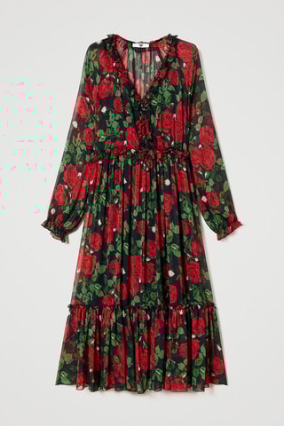 Vestido midi - Negro y rojo