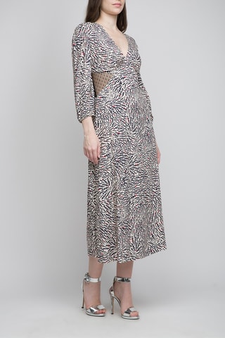 Lange Midi-jurk - Zwart en Ecru