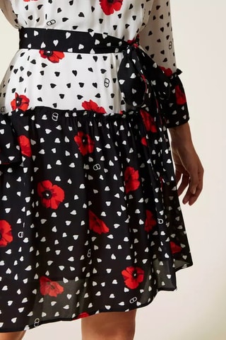 Vestido evasé - Blanco y negro