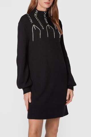 Vestido jersey de lana y angora - Negro