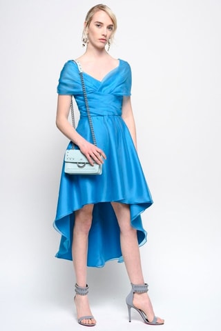 Vestido evasé de seda - Azul eléctrico