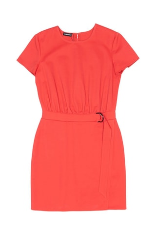 Vestido recto con cinturón - Coral - Emporio Armani