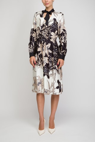 Vestido evasé - Crudo y negro