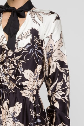 Vestido evasé - Crudo y negro