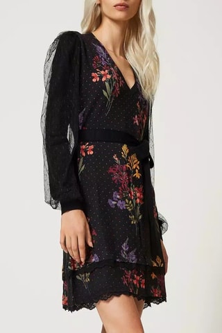 Jurk met Ruches - Zwart