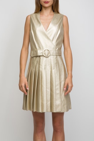 Vestido plisado - Dorado