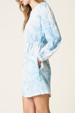 Vestido evasé - Turquesa y blanco