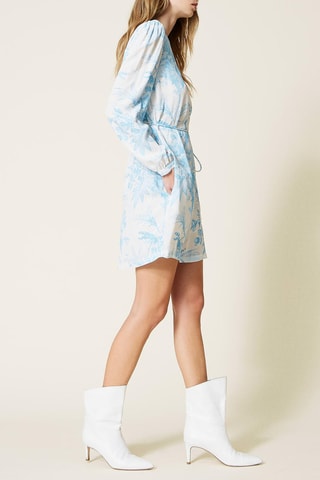 Vestido evasé - Turquesa y blanco