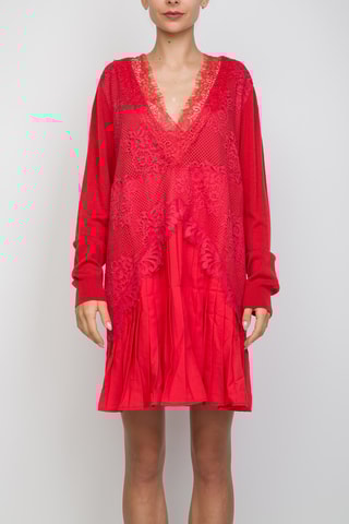 Vestido jersey de lana y cachemir - Rojo