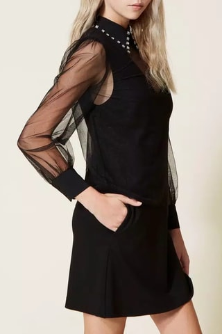 Vestido bimateria - Negro