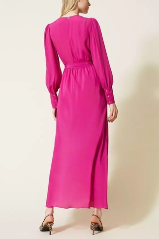 Vestido cruzado de seda - Fucsia