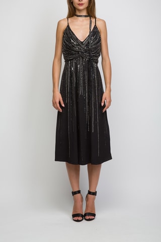 Vestido midi - Negro y plateado