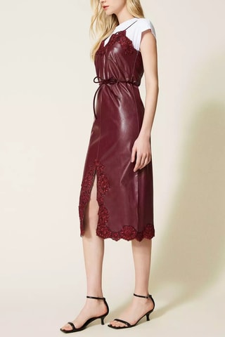 Vestido midi y camiseta - Burdeos