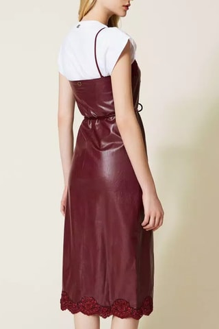 Vestido midi y camiseta - Burdeos