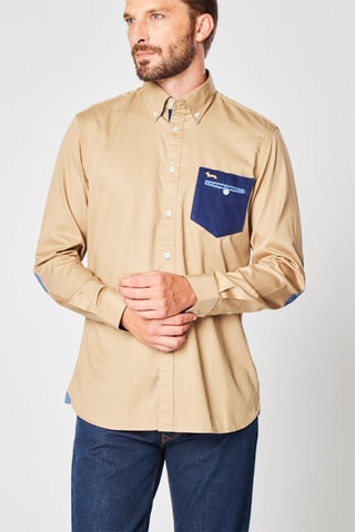 Camisa de lana - Beige y azul