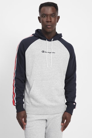 Sudadera con capucha - Gris claro jaspeado y azul marino