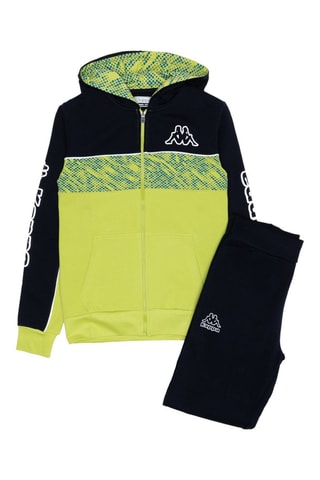 Conjunto de sudadera con capucha y pantalón de chándal - Negro y anís