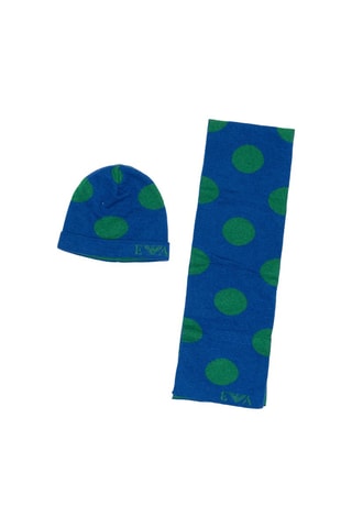 Gorro y bufanda de lana - Azul y verde