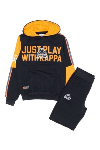 Conjunto de sudadera con capucha y pantalón de chándal - Negro y naranja