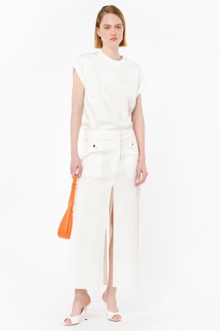 Falda larga de lino - Blanco