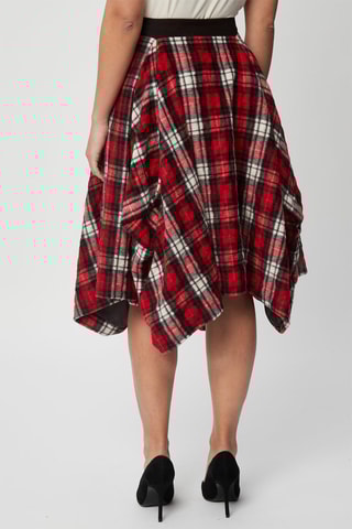 Falda evasé de lana virgen y cachemir - Rojo y blanco - Harmont & Blaine