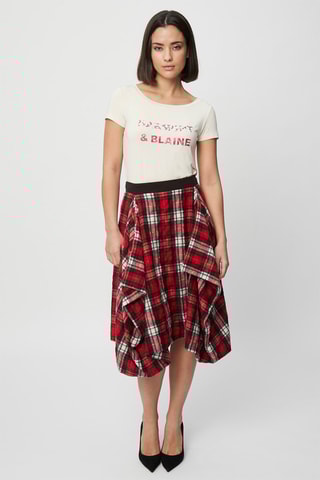 Falda evasé de lana virgen y cachemir - Rojo y blanco - Harmont & Blaine