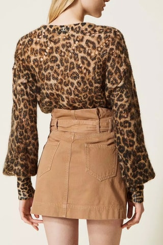 Minifalda de talle alto - Camel