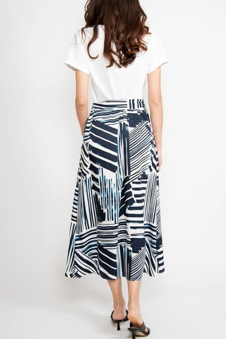 Falda cruzada de talle alto - Azul marino y blanco