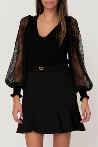 Minifalda de talle alto - Negro