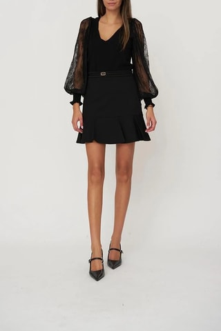 Minifalda de talle alto - Negro