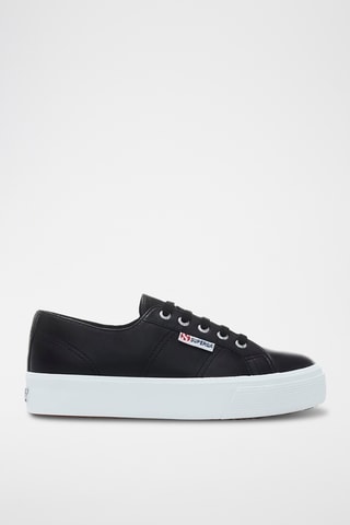 Leren Platform Sneakers - Zwart