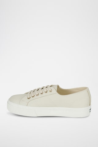 Leren Platform Sneakers - Beige