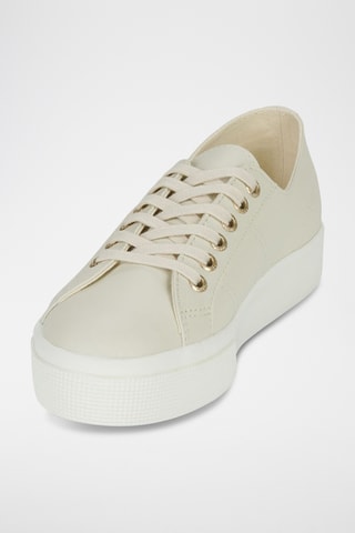 Leren Platform Sneakers - Beige