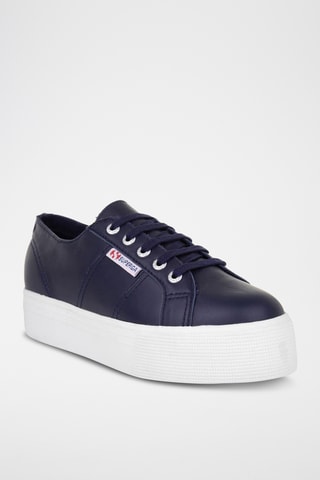 Leren Platform Sneakers - Marineblauw