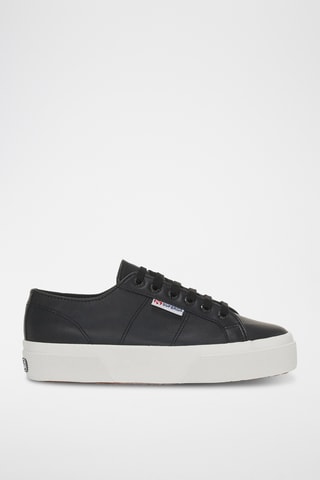 Leren Platform Sneakers - Zwart